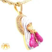 Load image into Gallery viewer, 14k Gold Diamond Blessed Virgin Mary Pendant and Rope Chain Set