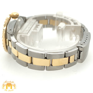 26mm Ladies’ Rolex Datejust Diamond Watch with Two-tone Oyster Bracelet (custom black diamond dial)