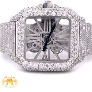 40mm Iced Out Cartier Santos Diamond Watch  (stainless steel, skeleton)