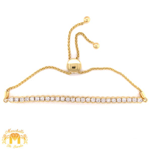 14k Yellow Gold and Diamond Adjustable Length Tennis Bracelet (illusion setting)