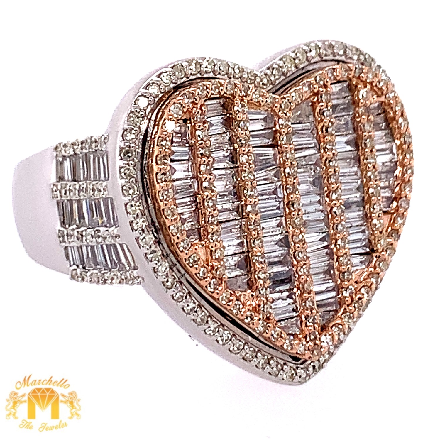 14k Gold 3D Heart Diamond Ring (solid, unisex)