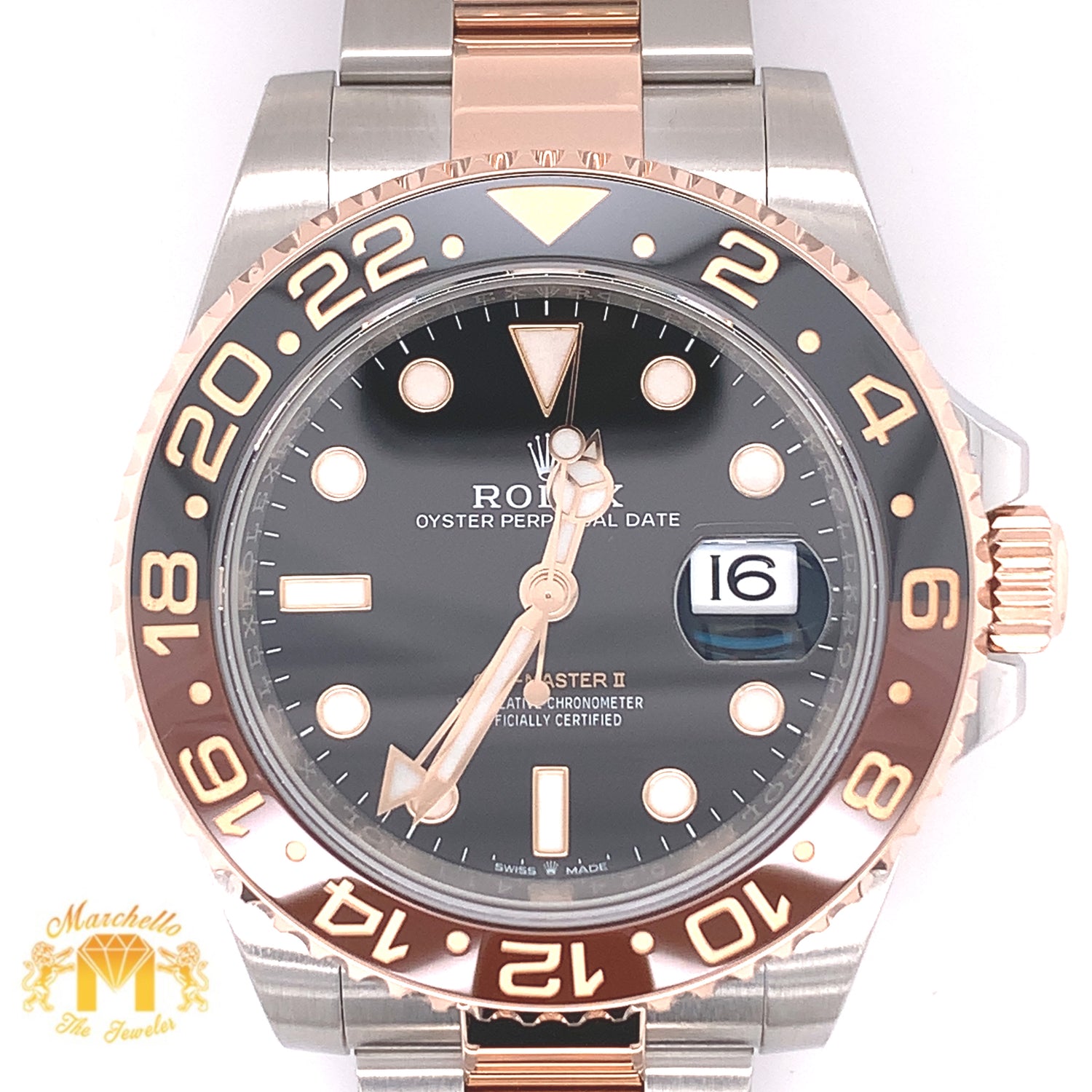 Rolex GMT Master 2 'Root Beer' Watch with Two-tone Oyster Bracelet (40 mm, papers)