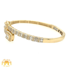 Load image into Gallery viewer, Gold and Diamond Twin Squares Cuff  Bracelet (choose gold color)