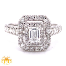 Load image into Gallery viewer, 14k Gold Double Halo Square-Shaped Engagement Diamond Ring (emerald-cut solitaire center)