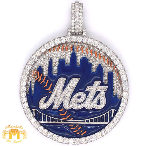9.9ct Diamond 14k White Gold Custom Mets Pendant (Solid)