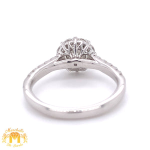 VVS/vs high clarity diamonds set in a 18k White Gold Engagement Ring with Round Diamond  (limited marquis halo, 1.09ct center stone)
