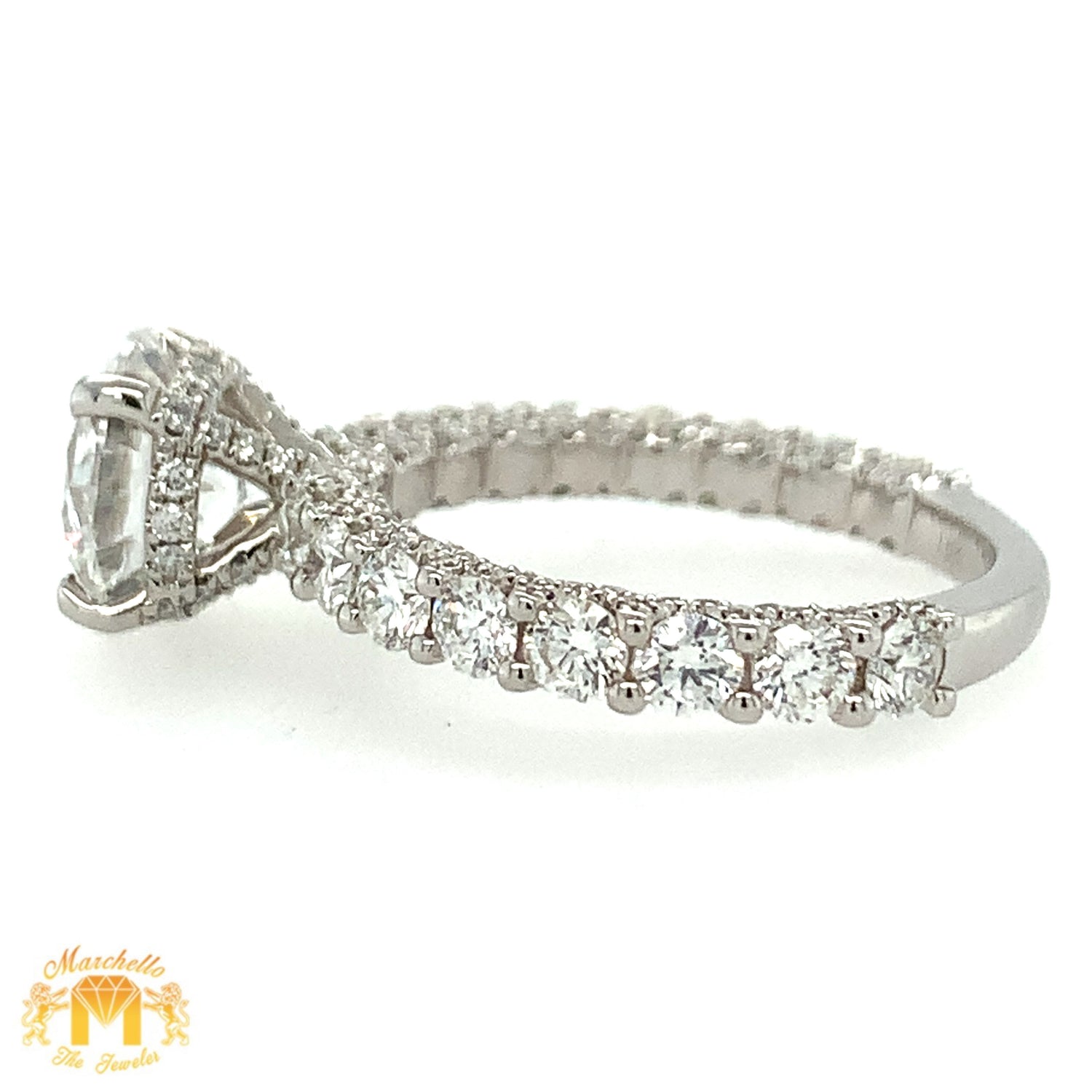 4.07ct Diamond 18k White Gold Engagement Ring (GIA certified 2.06ct center diamond)