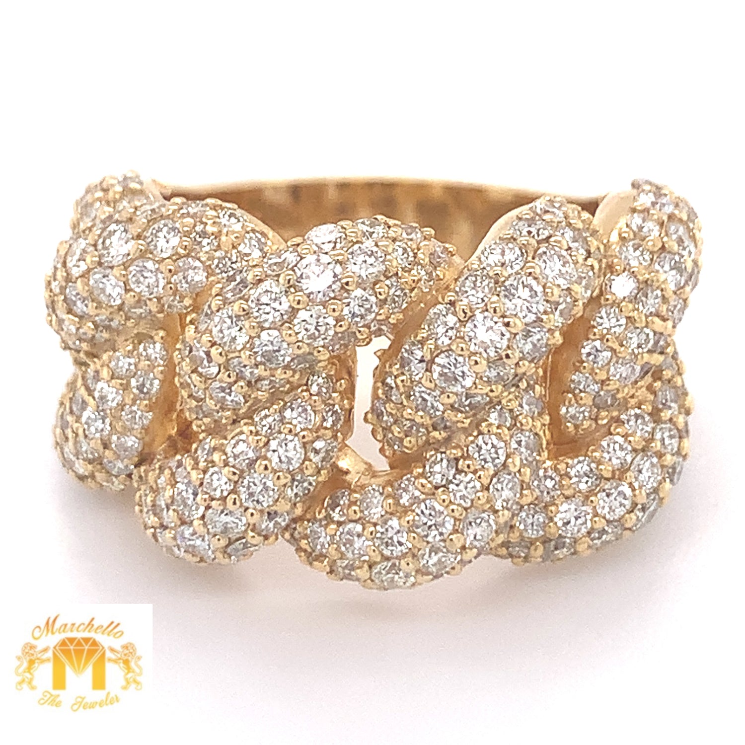 4.2ct Diamond 14k Gold Diamond Puffed XL Cuban Link Ring