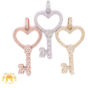 14k Gold Palm-size Key Diamond Pendant and Gold Rope Chain Set