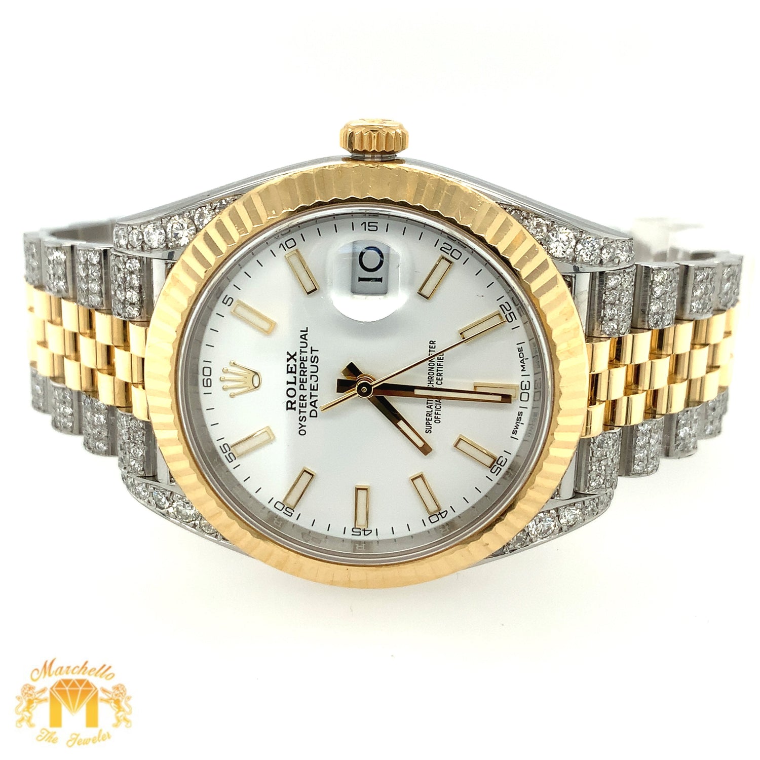 4ct Diamond 41mm Rolex Datejust 2 Watch with Two-tone Jubilee Bracelet (fluted bezel)