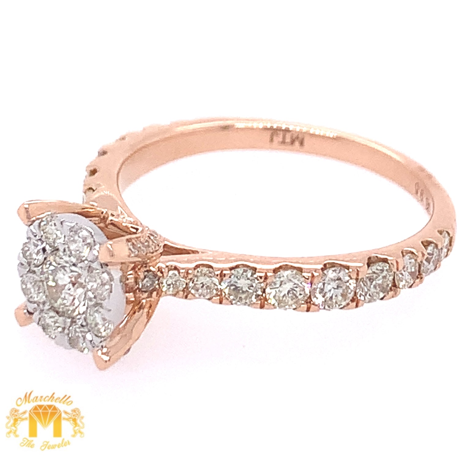 18k Gold Engagement Ring with round diamond (high rise, choose your color)