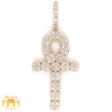 Load image into Gallery viewer, 14k Gold Large Ankh Pendant with Round Diamond (solid back)