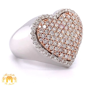 14k Two-tone Gold Big Heart Diamond Ring (unisex)