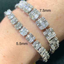 Load image into Gallery viewer, 8.65ct Diamond 18k White Gold Square Link Bracelet (large VVS baguettes, available in two sizes)