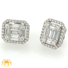 Load image into Gallery viewer, VVS/vs high clarity diamonds set in a 18k White Gold Octagon Earrings (extra large VVS baguettes)