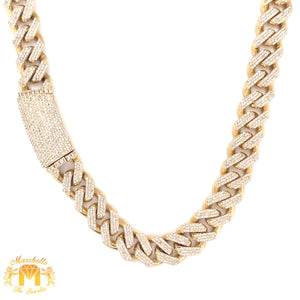 6.95ct Diamond and Yellow Gold 10.5MM Solid Miami Cuban Link Chain (box clasp)