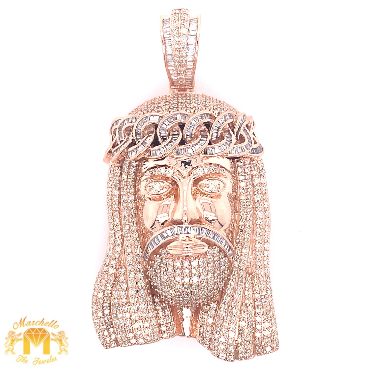 Extra Large 4.76ct Diamond 14k Gold Jesus Face Pendant (Solid)