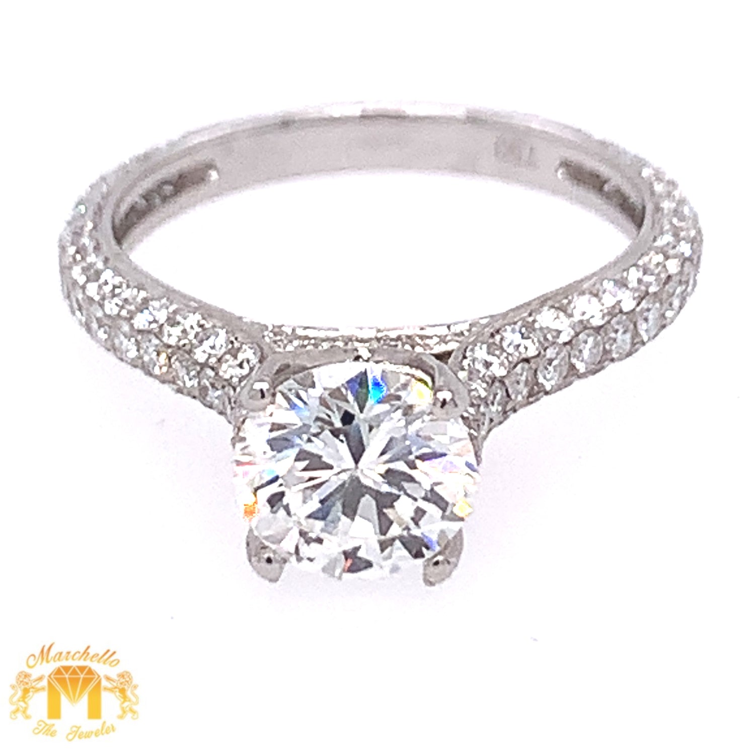 18k White Gold Engagement Diamond Ring (1.2ct Solitaire Center Stone)