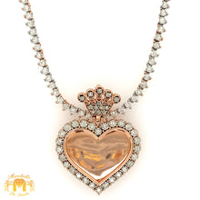 Load image into Gallery viewer, Gold and Diamond Heart Memory Picture Pendant and Tennis Chain Set (1 pointers, solid pendant, choose gold color)