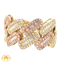 Load image into Gallery viewer, 14k Gold Baguette Cuban Link Diamond Ring (choose your color)
