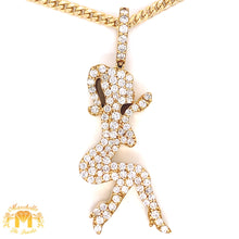 Load image into Gallery viewer, 14k Gold 3D Exotic Dancer Pendant with Round Diamond and Gold Cuban Link Chain Set