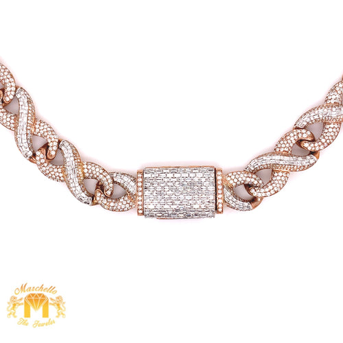 Rose&White Gold and Diamond 10.7mm Infinity Link Chain