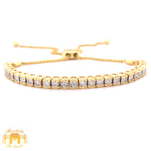 Load image into Gallery viewer, 14k Yellow Gold and Diamond Adjustable Length Tennis Bracelet (illusion setting)