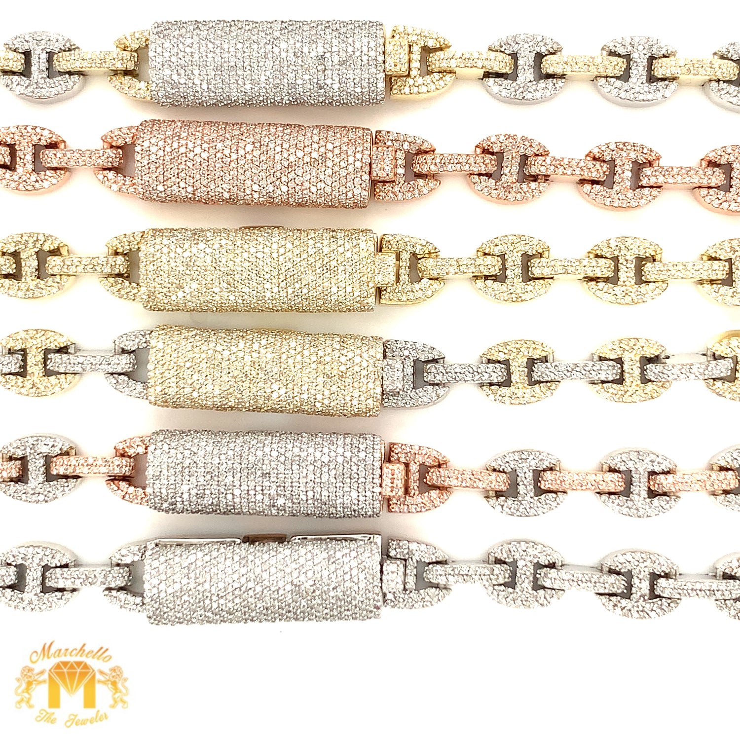 5.86ct Diamond and Gold 8.5mm Box Clasp Mariner Link Chain (choose a color)