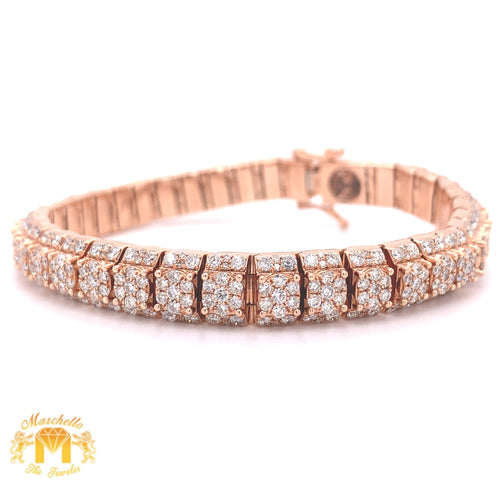 14k Gold 9mm Pyramid Link Bracelet with Round Diamond (solid back)