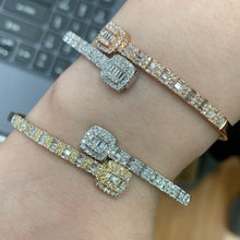 Load image into Gallery viewer, Two-tone Gold and Diamond Twin Squares Cuff Bracelet (two styles)