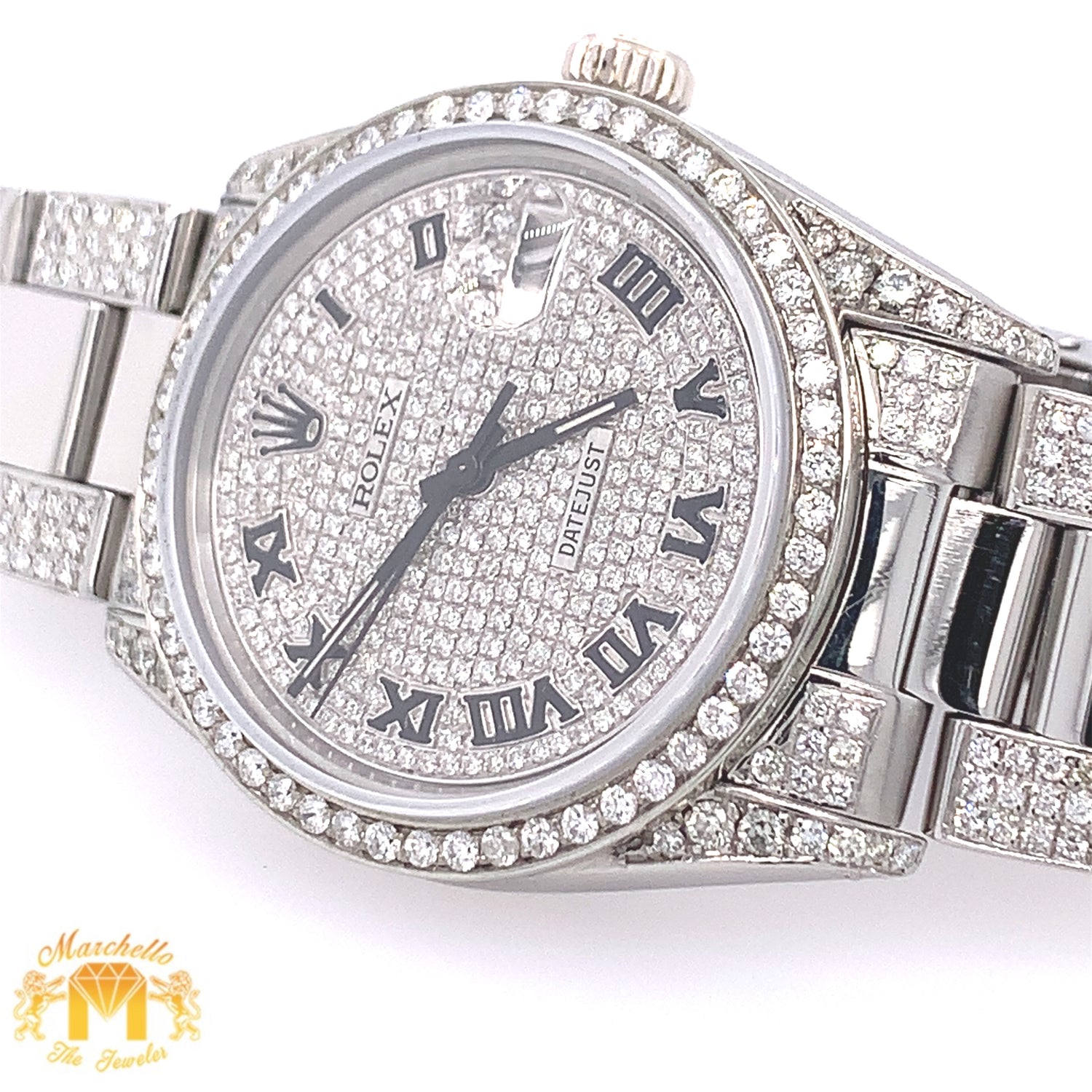 36mm Stainless Steel Rolex Datejust Watch with Custom Diamond Dial and Oyster Bracelet (quick-set)