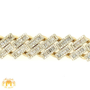 14k Gold 12.2mm Diamond Edge Shaped Cuban Link Diamond Chain