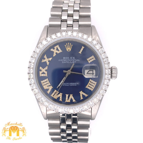 36mm Diamond Rolex Datejust Watch with Stainless Steel Jubilee Bracelet (non quick-set)