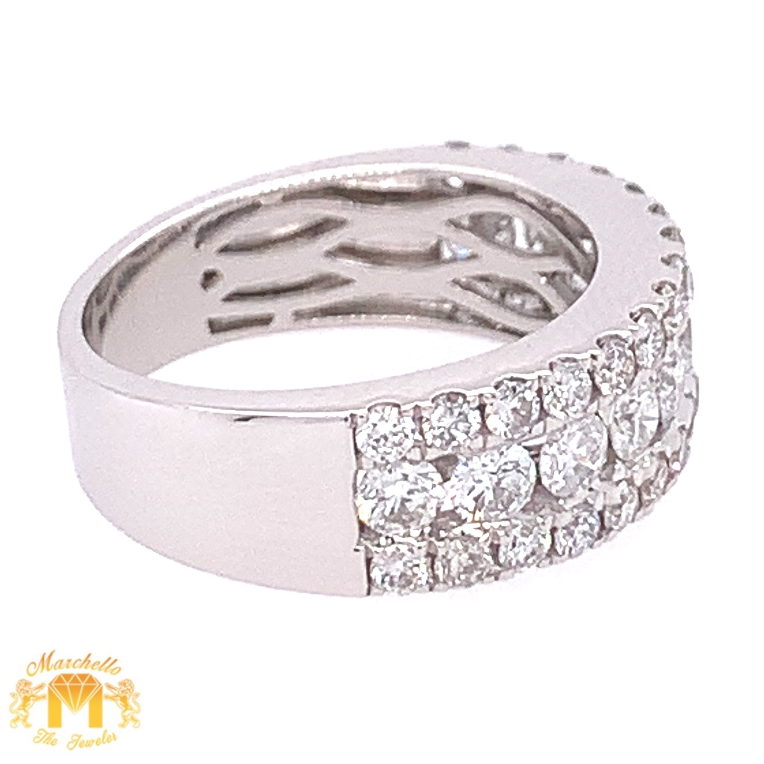 His and Hers 3.61ct Diamond 14k White Gold Wedding Band Rings (channel-set, 3 rows)