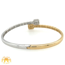 Load image into Gallery viewer, Two-tone Gold and Diamond Twin Squares Cuff Bracelet (two styles)