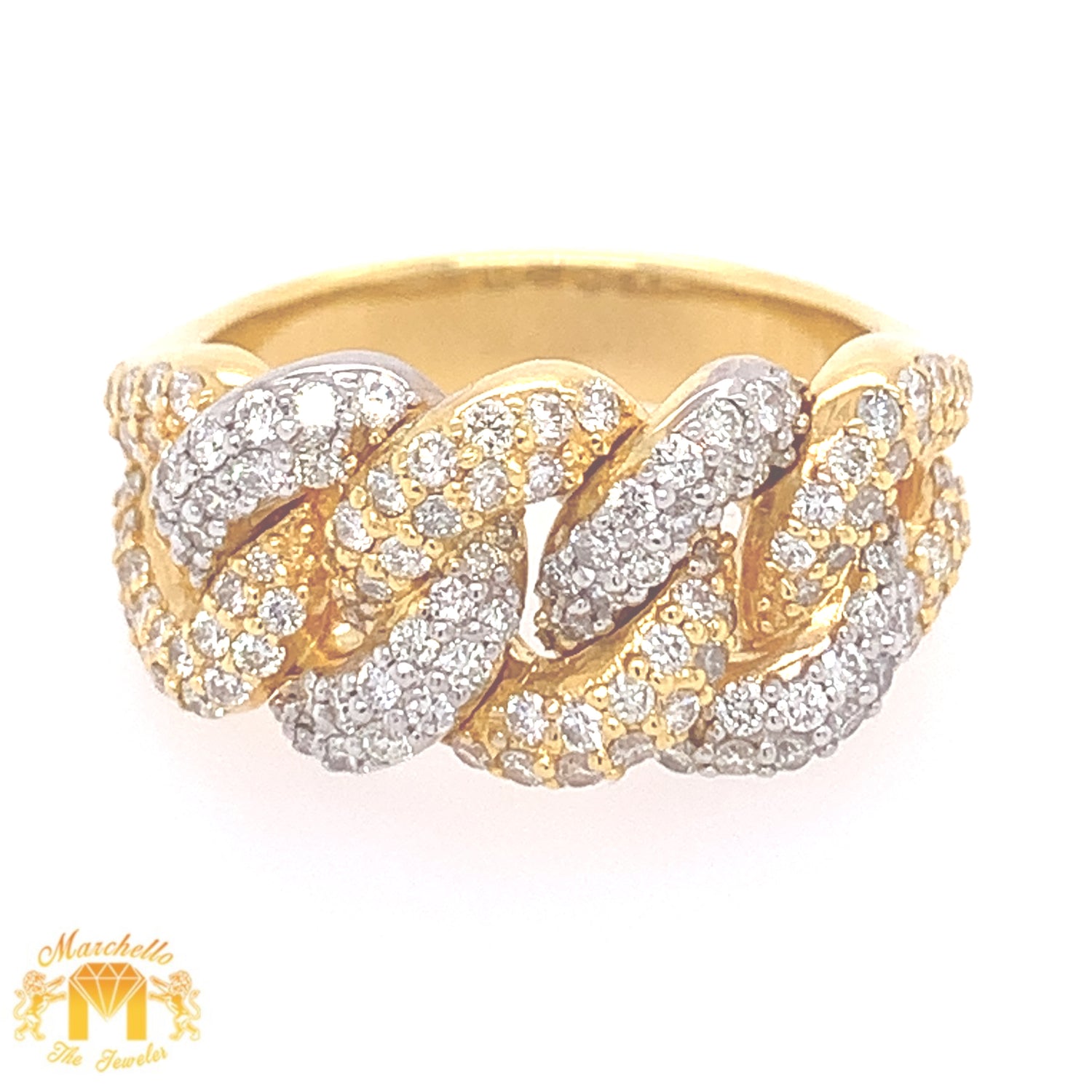 14k Two-tone Gold Cuban Link Diamond  Ring