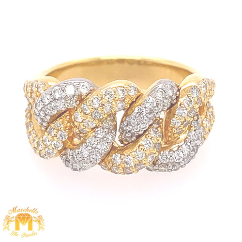 14k Two-tone Gold Cuban Link Diamond  Ring