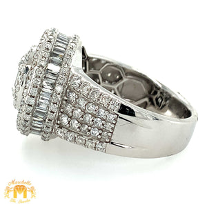 14k Gold Baguette Cake Diamond Ring (side diamonds, choose gold color)