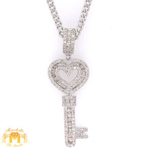 Load image into Gallery viewer, 14k Gold Fancy Key Diamond Pendant with 14k Gold Cuban Link Chain