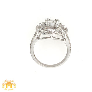 18k White Gold Ladies' Oval Diamond Ring (large VVS baguettes)