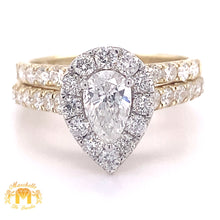 Load image into Gallery viewer, 14k Gold 2-piece Bridal Set with Pear-shaped and Round Diamond(pear-shaped center stone)
