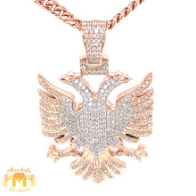 Load image into Gallery viewer, 14k Gold Extra Large Two-Headed Eagle Diamond Pendant and 14k Gold Cuban Link Chain Set