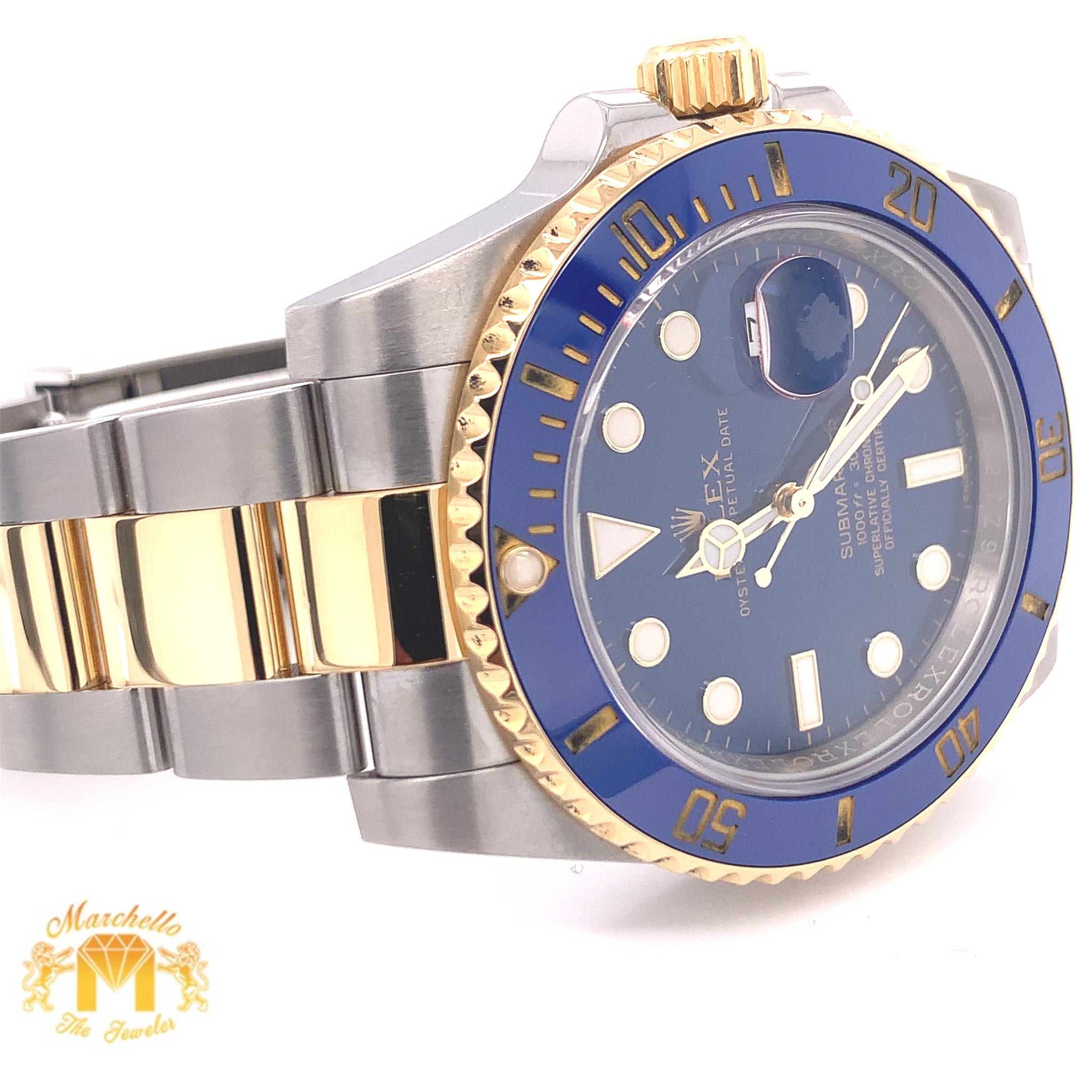 40mm Rolex Submariner Watch with Two tone Oyster Bracelet Papers