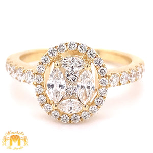 18k Gold and Diamond Oval-shaped Engagement Ring with a Halo