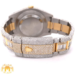 41mm Diamond Rolex Datejust 2 Watch with Two-tone Oyster Bracelet (Wimbledon dial, iced out)