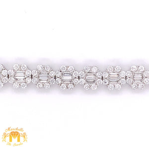 9.9ct Diamond 18k White Gold Ladies' Flower Bracelet (VVS baguettes)