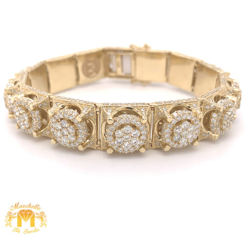 14k Yellow Gold 14.3mm Men's Diamond Bracelet (solid back)