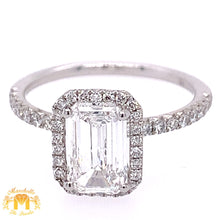 Load image into Gallery viewer, 14k White Gold Engagement Diamond Ring (1.5ct Emerald-cut solitaire center)
