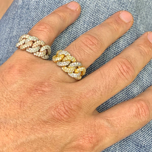 14k Two-tone Gold Cuban Link Diamond  Ring