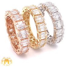 Load image into Gallery viewer, 18k Gold Unisex Eternity Band with Baguette and Round Diamond
